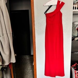 Lulus Red One-Shoulder Wide-Leg Jumpsuit, size XS